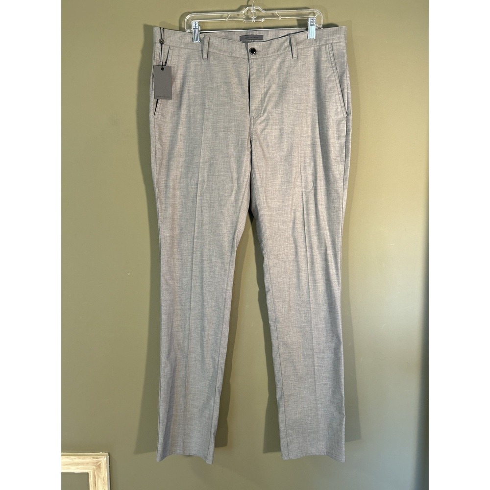 John Varvatos Motor City Slim Straight Mens Gray Trouser Pants Stretch Sz 38x33